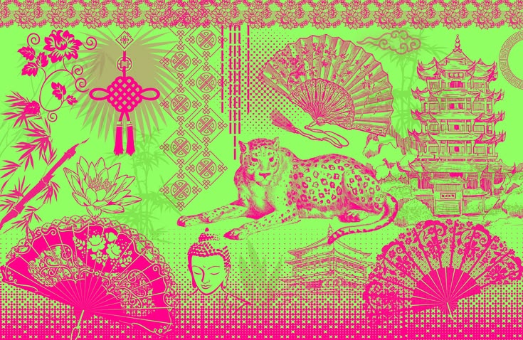 Vibrant Soul Space Café tapestry illustration